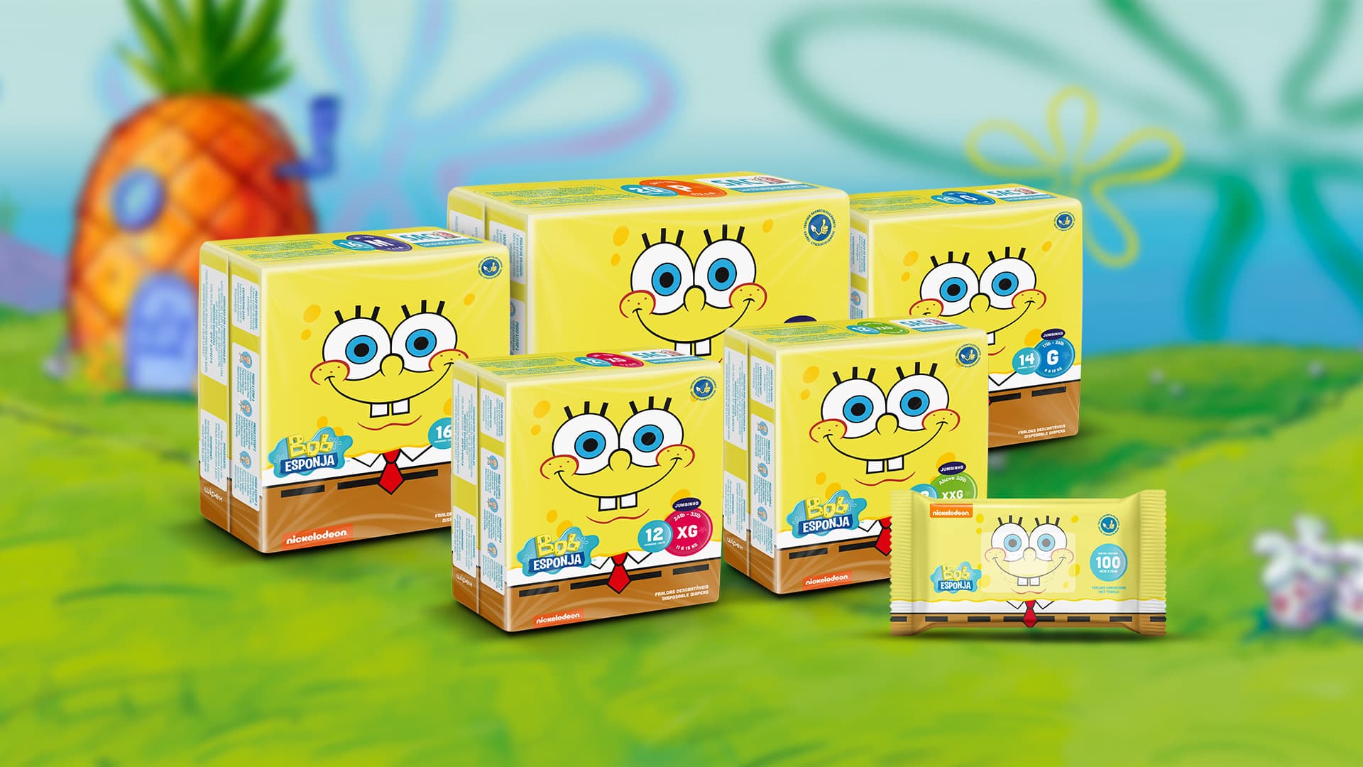 Identidade e embalagens Bob Esponja